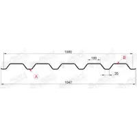 Профнастил "Металлпрофиль" С-44(Тип), 0.55 мм, оцинкованный 1.047 * м2