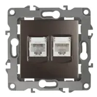 Розетка информационная+телефонная СП (RJ45+RJ11), Эра12, бронза, арт.12-3109-13
