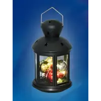 Фонарь со светодиодной гирляндой внутри, на батарейке 10 LED (RGB), 12*20 см, ULD-L1220-010/DTB/RGB BLACK