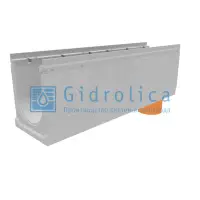 Лоток водоотводный GIDROLICA бетонный коробчатый (СО-200мм), с оцинкованной насадкой, с водосливом КUв 100.26,3 (20).33(27,5) - BGU-Z, № 10, арт.14775