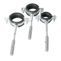 Хомут с гайкой 2 1/2" (74-80), шпилька-шуруп м8, дюбель пластиковый 10х50мм Aquafix