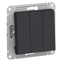 Механизм выключателя трехклавишный СП AtlasDesign 10А IP20 (сх. 1+1+1) 10AX карбон SE ATN001031 Systeme Electric
