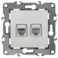 Розетка информационная+телефонная СП (RJ45+RJ11), Эра12, слоновая кость, арт.12-3109-02