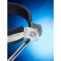 Хомут с гайкой 1 3/4" (54-58), шпилька-шуруп м8, дюбель пластиковый (Эльф)