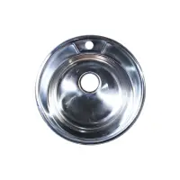 Мойка нержавеющая врезная, круглая, D49 (0,6), выпуск 3 1/2 (ECO), с сифоном, крепежом и уплотнителем (без гофротрубы), глянцевая