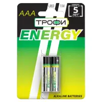 Элемент питания LR03(ААА) алкалиновый (уп. блистер 2шт) ТРОФИ ENERGY/ECO