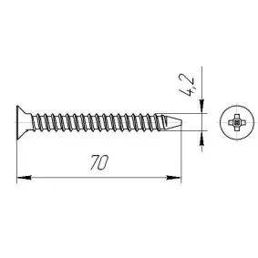 Саморезы пот/г гипс-дерево (крупная резьба) 4,2x70 оксид (уп 250шт) ведро №3