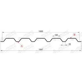 Профнастил "Металлпрофиль" С-44(Тип), 0.7 мм, оцинкованный 1.047 * м2
