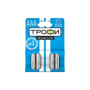 Элемент питания LR03(ААА) алкалиновый (уп. блистер 4шт) ТРОФИ ENERGY POWER