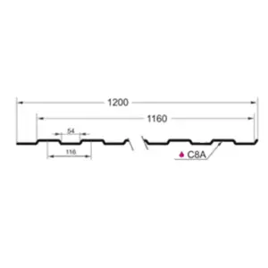 Профнастил С-8(Тип), 0.35 мм (Эконом), Полиэстер, RAL ** 1.185 * м2