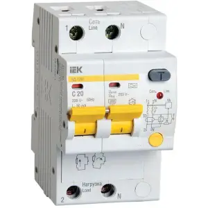 Выключатель автоматический диф. тока 2п АД-12 20A 4.5kA х-ка С IEK MAD12-2-020-C-030