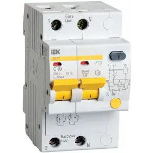 Выключатель автоматический диф. тока 2п АД-12 10А 4.5кА х-ка С IEK MAD10-2-010-C-030