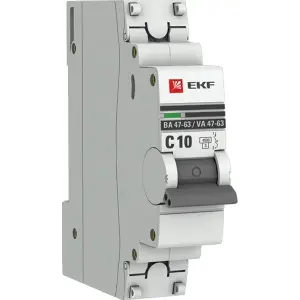 Выключатель автоматический 1п BA47-63 10A 4.5kA х-ка С PROxima ЕКF mcb4763-1-10C-pro
