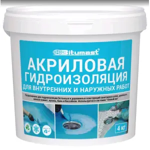 Гидроизоляция акриловая BITUMAST 4 л