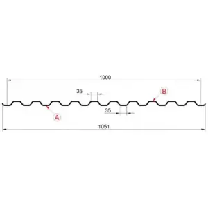 Профнастил "Металлпрофиль" С-21(Тип), 0.5 мм Ecosteel ** 1.051 * м2