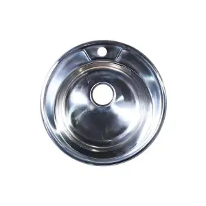 Мойка нержавеющая врезная, круглая, D51 (0,6), выпуск 3 1/2 (ECO), с сифоном, крепежом и уплотнителем (без гофротрубы), глянцевая