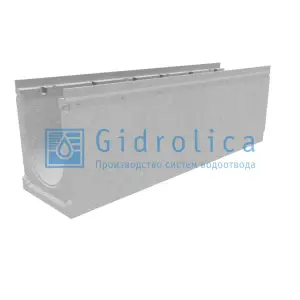 Лоток водоотводный GIDROLICA бетонный коробчатый (СО-200мм), с оцинкованной насадкой КU 100.26,3 (20).33(27,5) - BGU-Z, № 10-0, арт.14772