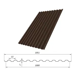 Профнастил С-21(Тип), 0.5 мм Велюр RAL ** 1.051 * м2