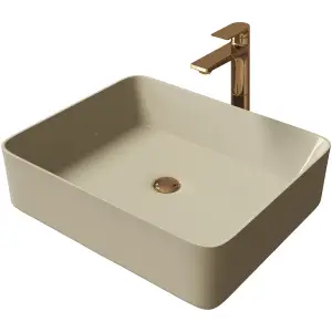 Раковина накладная GROSSMAN 400 х 400 х 120 мм, арт.GR-3013BEM, бежевая матовая