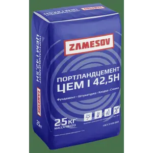 Цемент тарированный ПЦ М500 Д0 Zamesov 25 кг / ЦЕМ I 42,5 Н ТУ