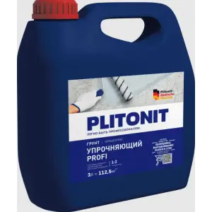 Грунт глубокого проникновения PLITONIT УПРОЧНЯЮЩИЙ PROFI концентрат 1:2 для слабых оснований 3 л