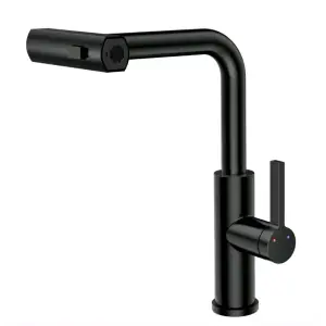 Смеситель RUSH Tinos TI3732-18Black для кухни однорычажный, с выдвижной лейкой, черный матовый