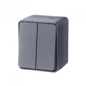 Выключатель двухклавишный ОП AtlasDesign Profi54 IP54 10AX антрацит SE ATN544051