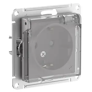 Механизм розетки одноместный СП AtlasDesign Aqua 16А IP44 с заземл. защ. шторки с прозр. крышкой механизм алюм. SE ATN440346