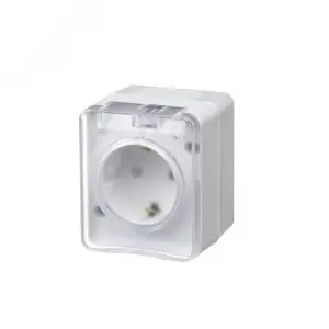 Розетка 1-м ОП AtlasDesign PROFI 16А IP54 250В с заземлением защ. шторки белый SE ATN540145