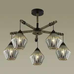 Люстра 4564/5C COUNTY LN21 черный, дерево E27 5*60W 220V JUSTINE*