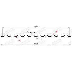 Профнастил "Металлпрофиль" С-21(Тип), 0.35 мм, оцинкованный 1.051 * м2