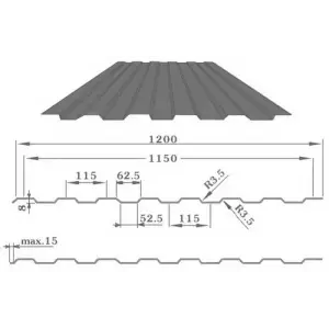 Профнастил С-8(Тип), 0.45 мм, Полиэстер двухсторонний RAL ** 1.2 * м2