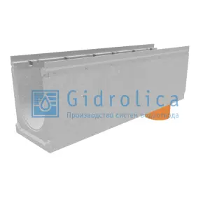Лоток водоотводный GIDROLICA бетонный коробчатый (СО-200мм), с оцинкованной насадкой, с водосливом КUв 100.26,3 (20).33(27,5) - BGU-Z, № 10, арт.14775