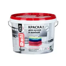 Краска ВД для кухни и ванной акриловая латексная супербелая DALI 9л ( Т-ра перевозки не ниже +5град)