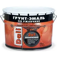 Грунт-эмаль по ржавчине с молотковым эффектом 3 в 1 DALI серебристая 10л