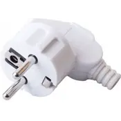 Вилка 16А 250В IP20 белая, с заземлением, угловая (PPG16-41-202) STEKKER