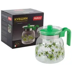 Кувшин из жаропрочного стекла Pentola-1200, 1,2л, зеленый, MALLONY*