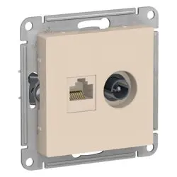 Механизм розетки компьютерной + TV 2-м AtlasDesign RJ45 кат.5E + TV беж. Systeme Electric ATN000289