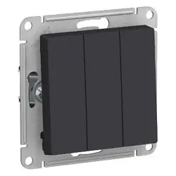 Механизм выключателя трехклавишный СП AtlasDesign 10А IP20 (сх. 1+1+1) 10AX карбон SE ATN001031 Systeme Electric