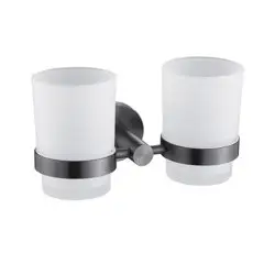 Подстаканник GFmark со стаканами двойной с креплением к стене ГРАФИТ, арт. 78160