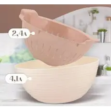 Дуршлаг-миска 2в1 Sugar&Spice Кардамон салатник 4,1 + вставка съемная сетка 2,4л, цвет шампань, пластик