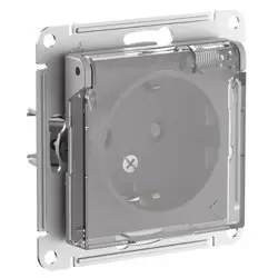 Механизм розетки одноместный СП AtlasDesign Aqua 16А IP44 с заземл. защ. шторки с прозр. крышкой механизм алюм. SE ATN440346