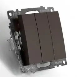 Выключатель трехклавишный СП 250V, 10А, (механизм), шоколад (GLS10-7108-04) Катрин STEKKER